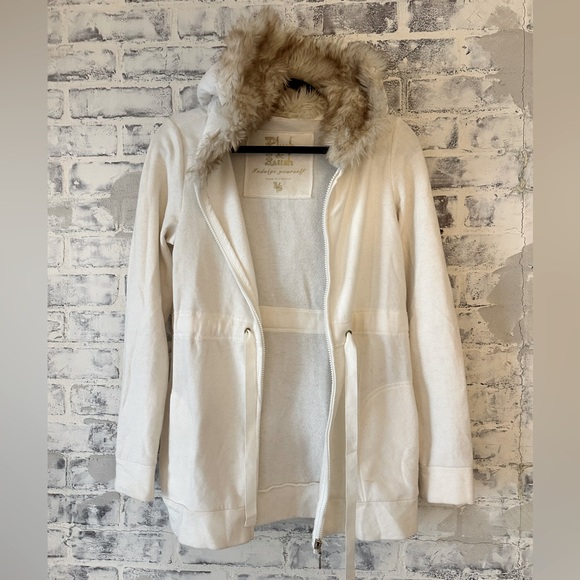 Victoria's Secret Tops - Cream Faux Fur Long Zipper Hoodie
